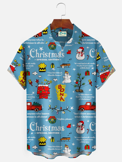 Men's Christmas Funny Graphic Short Sleeve Hawaiian Shirt